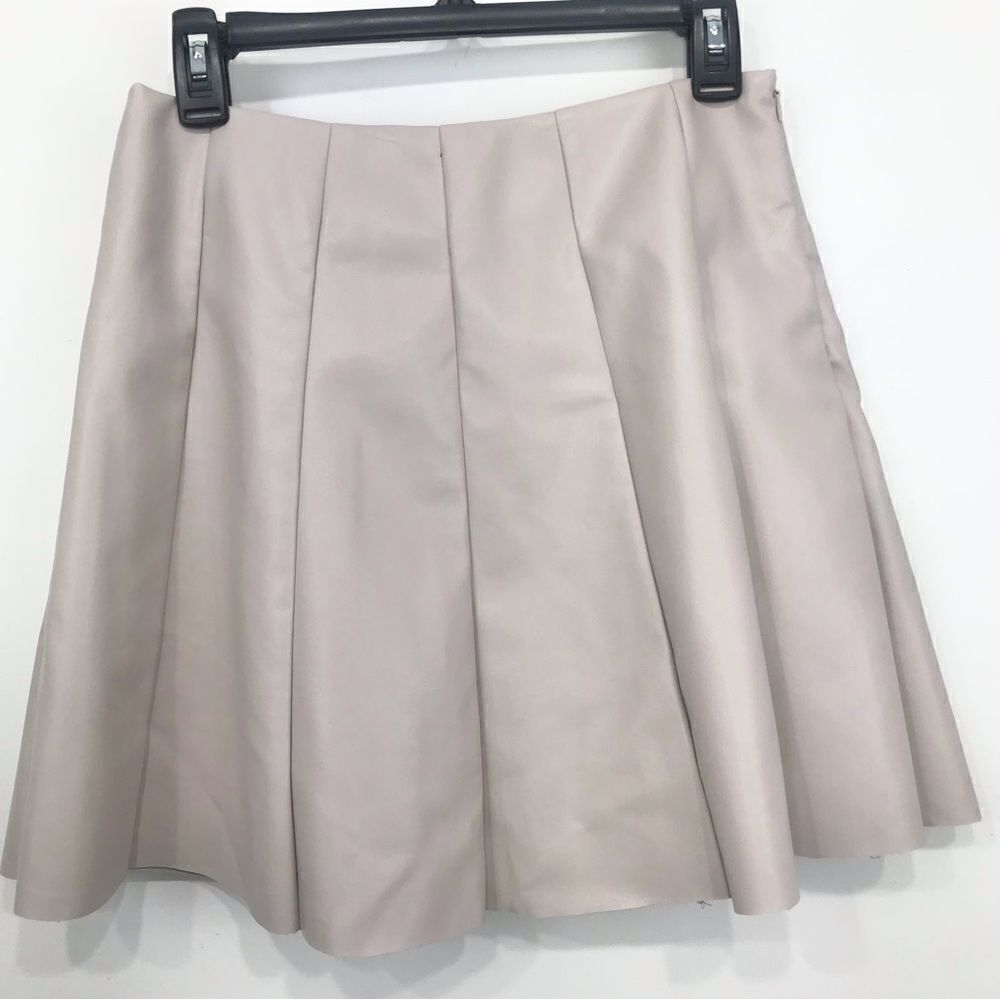 Love Riche Light Taupe Tan Faux Leather Skater Mini Skirt NEW - Picture 6 of 16